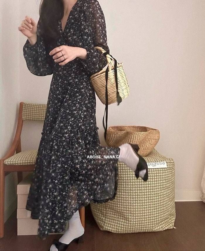 シフォンレディース花柄フラワー夏ボリューム袖お洒落大きい