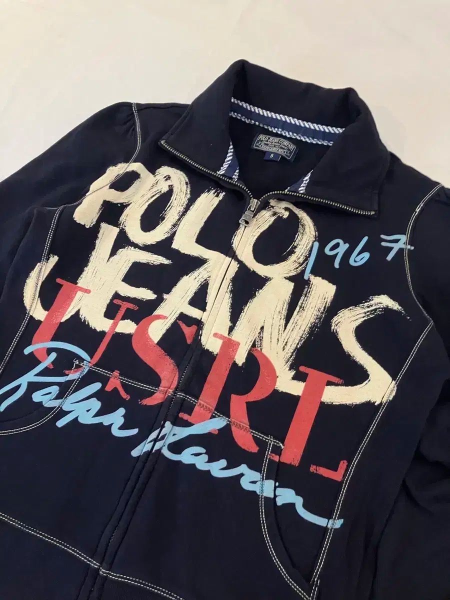 超 ポロジーンズ y2k プリンティング コットン ジップアップ ジャージ