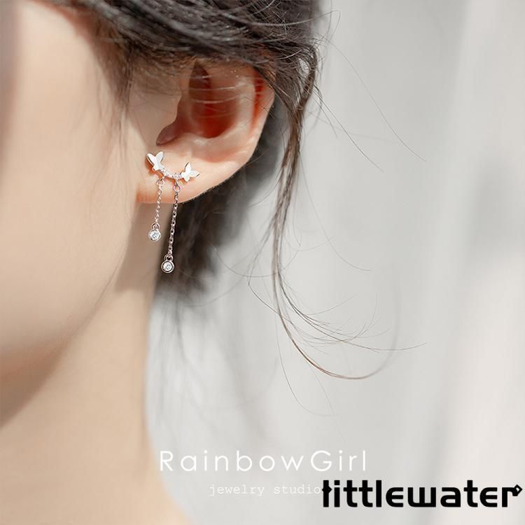 クローバー ピアス 2連 2p 18k 18金 レディース チェーンピアス