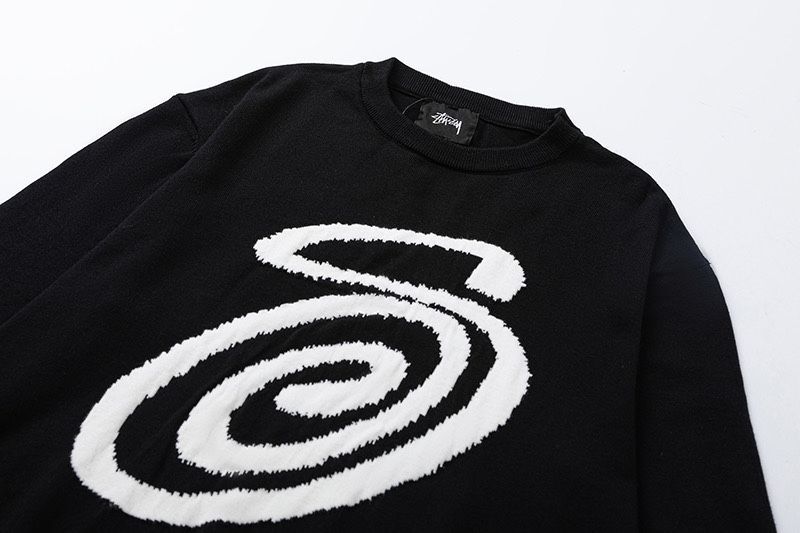 新品 STUSSY CURLY SWEATER パーカー ニットセーター ブラック 男女兼用 メンズ レディース