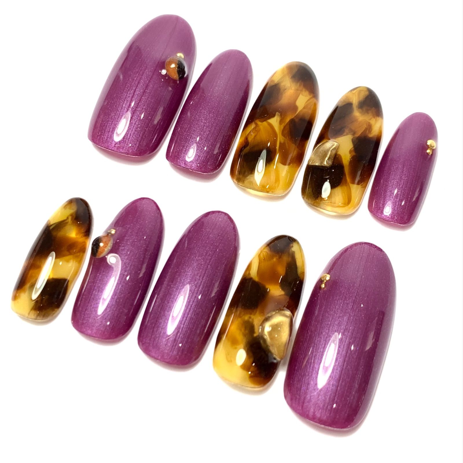 ジェルネイルチップNo.924 オーダー受付中 べっ甲 ブラック ミラー