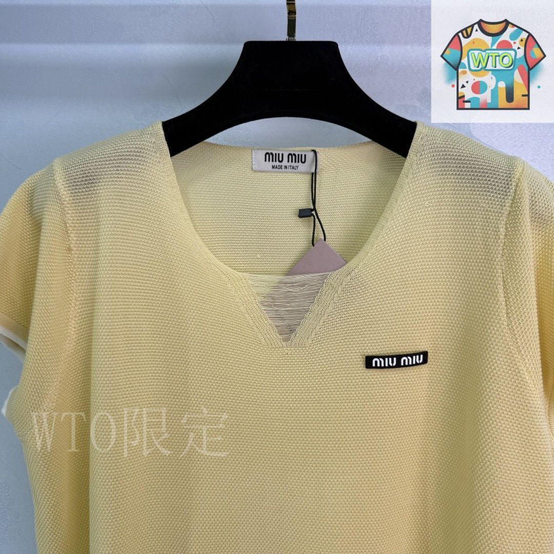 MIU MIU 水色 ショートスリーブニット ミラノリブボーダーショートニット【2025SP】 | all item| yori