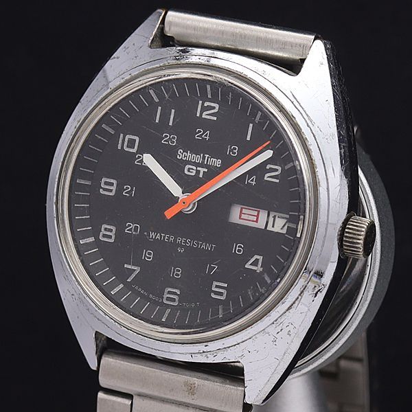 セイコー 手巻き 5000-7110 スクールタイム GT 黒文字盤 デイデイト メンズ腕時計 NKG