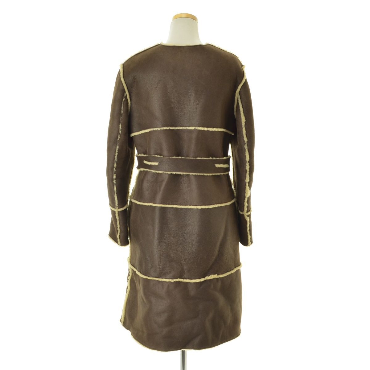 【HENRYCUIR】ノーカラー ムートンレザーコート HENRY CUIR（アンリークイール） HENRY CUIR / アンリクイール ノー