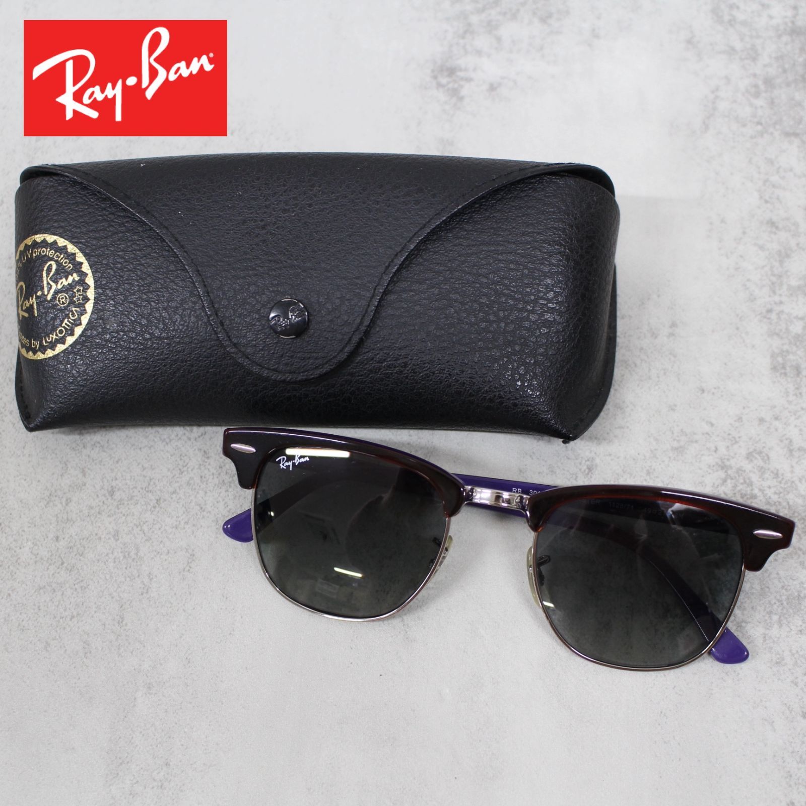 S020)Ray-Ban サングラス CLUBMASTER RB3016 1128/71 49□21 パープル 