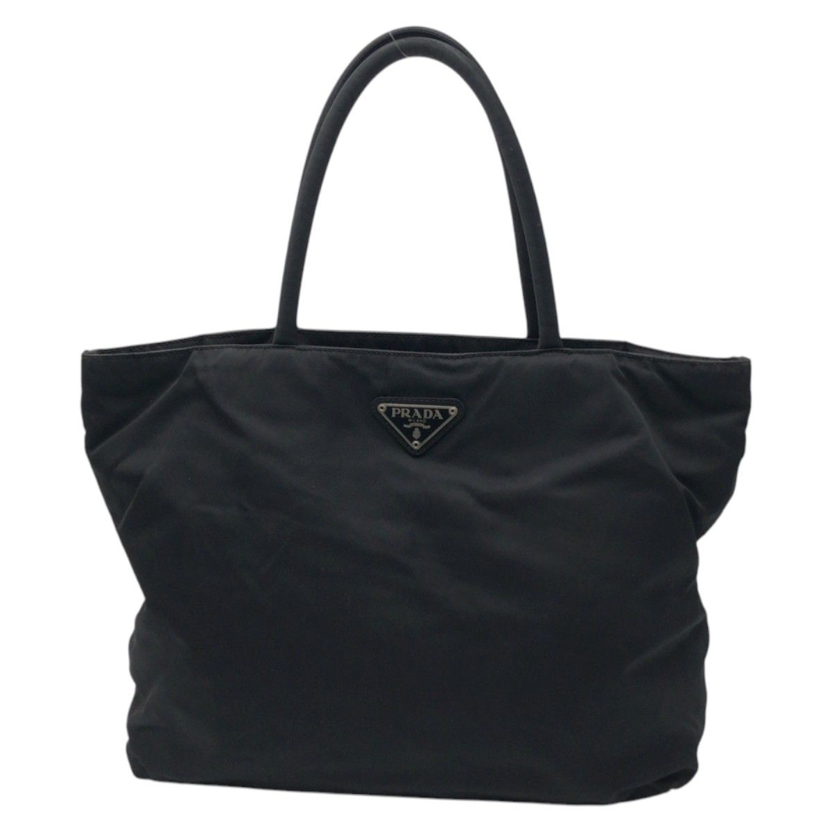 美品 PRADA 三角ロゴ メタル テスートナイロン ハンドバッグ ネイビー 美品 PRADA ナイロン トートバッグ 3角プレート メタルハンドル