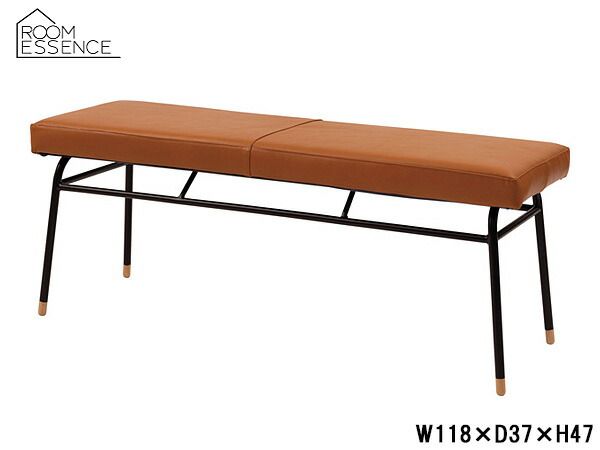 東谷 ベンチ キャメルブラウン W118×D37×H47 GUY-253 完成品 ダイニング リビング 長椅子 イス 椅子 牛革 本革 メーカー直送 送料無料