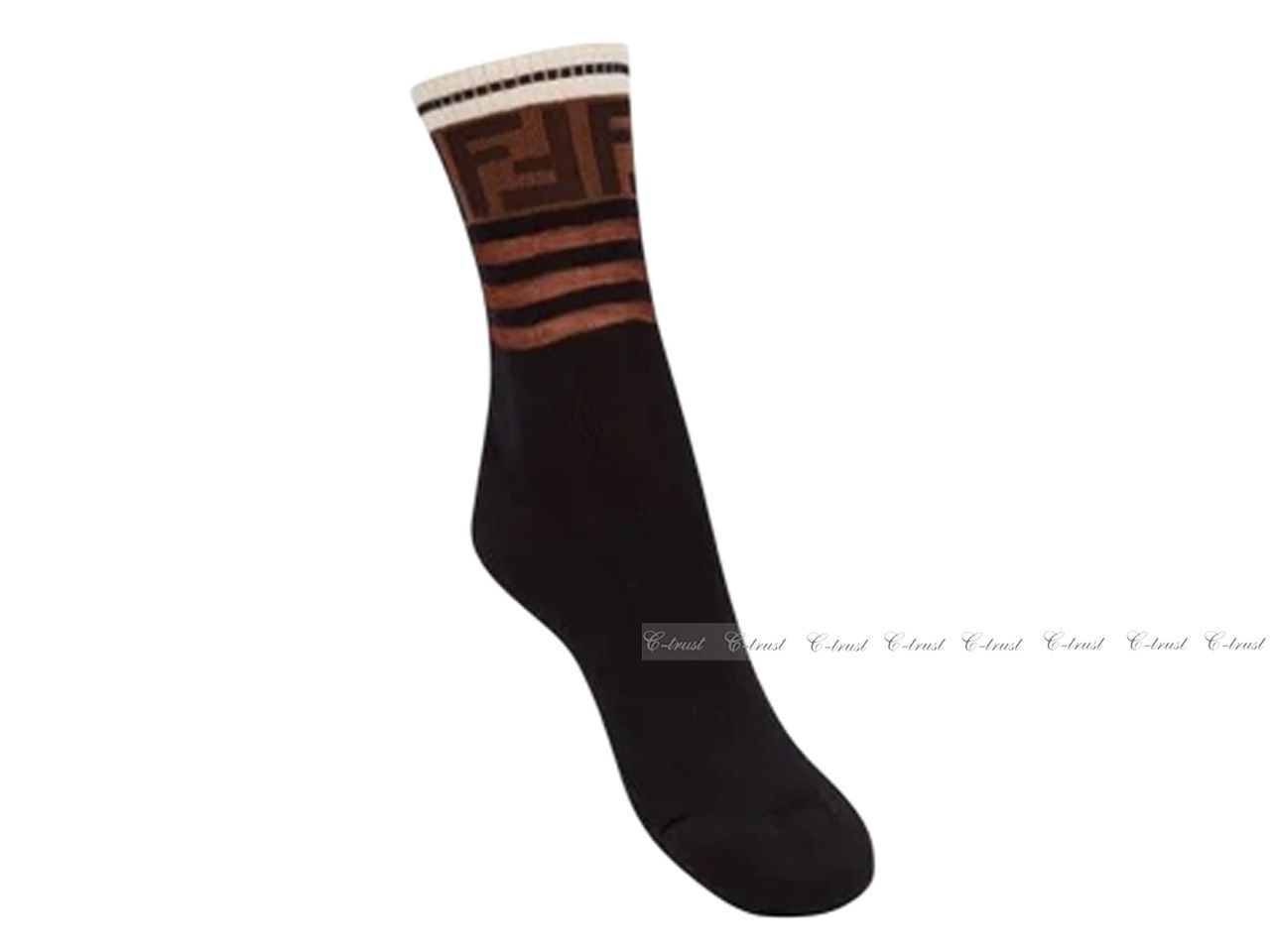FENDI フェンディ ソックス FF 靴下 レディース コットン ロゴ FXZ535A2OMF0QA1 BLACK L742-BK-SM