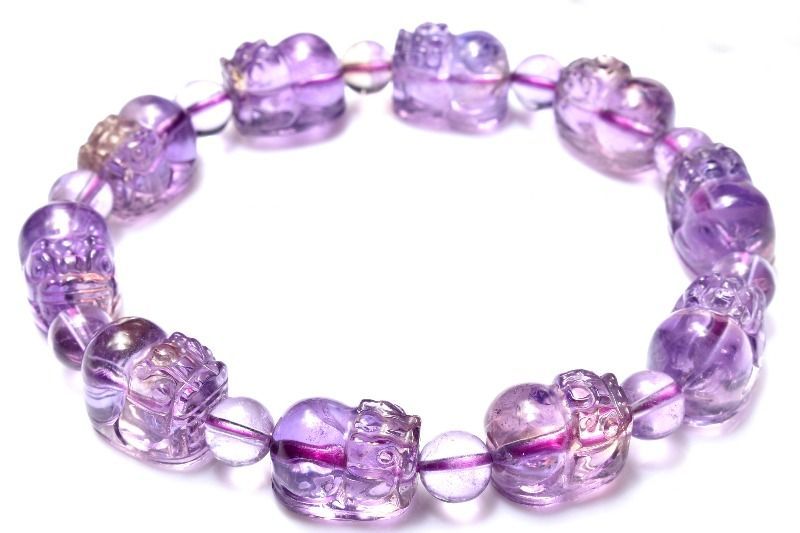 １点物 繊細彫刻 アメトリン 13-13.5x9.5-10 丸玉6.5 mm 貔貅彫刻 ブレスレット パワーストーン 天然石 _MA9464