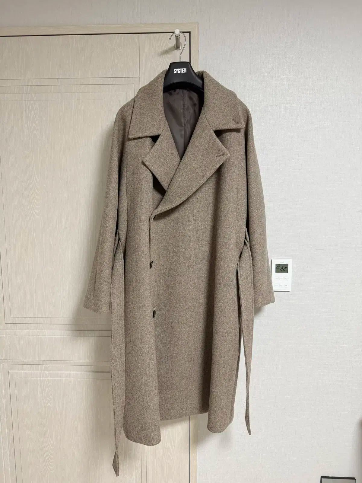 95 19FW SYSTEM homme システムオム パリコレクション オーバ フィット ラペル コート セピアベージュ