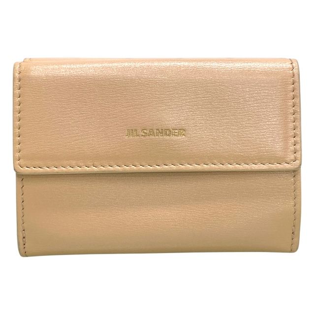 ジルサンダー J07UI0009 P4840 財布 三つ折り財布 折財布 ミディアムウォレット ロゴ レザー ベージュ系 JIL SANDER