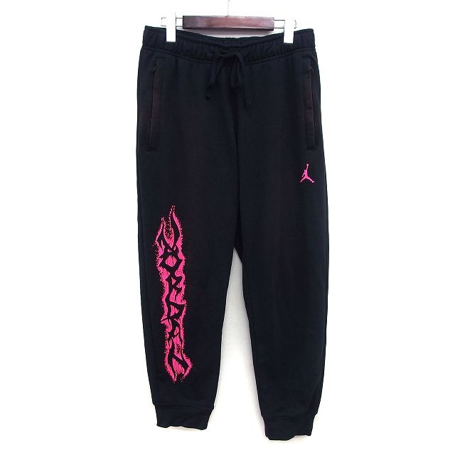 ナイキ NIKE JORDAN 国内正規品 スポーツウェア スウェット パンツ ロング ロゴ プリント ウエスト紐 綿混 L ブラック 黒 /HT5