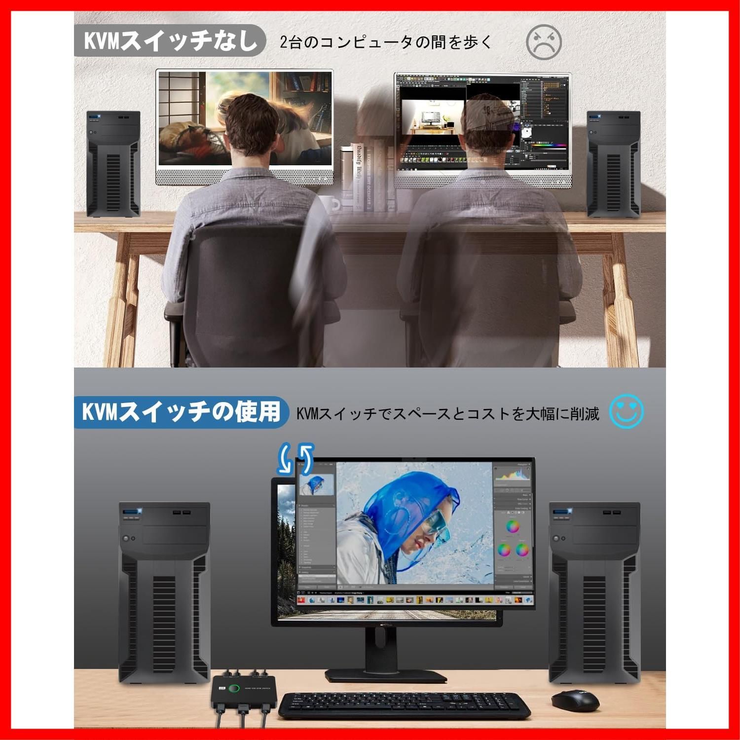 2台のコンピューター用のUSB