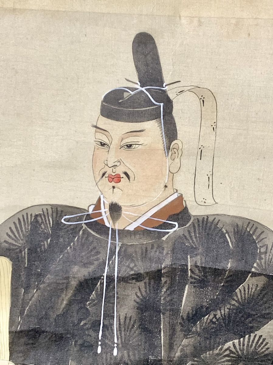 掛け軸 日本画 玉月 菅原道真 人物画 天神様 松 梅 骨董 古道具 古美術