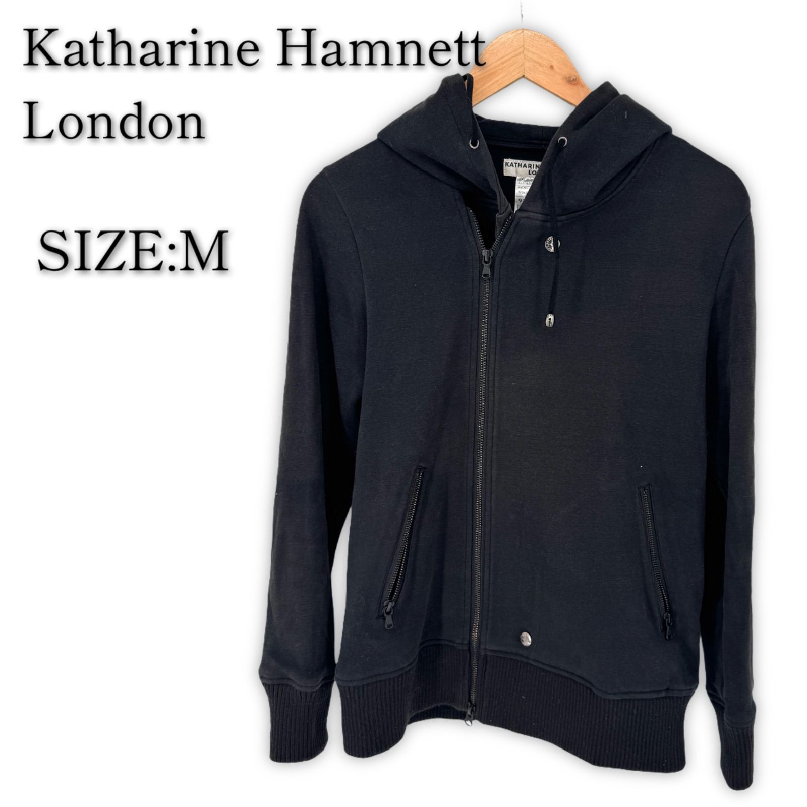新品未使用️キャサリンハムネット パーカー ジップ　フード　ベロア　ジャンパー キャサリンハムネット パーカー ジップアップ ダブルジップ 変形