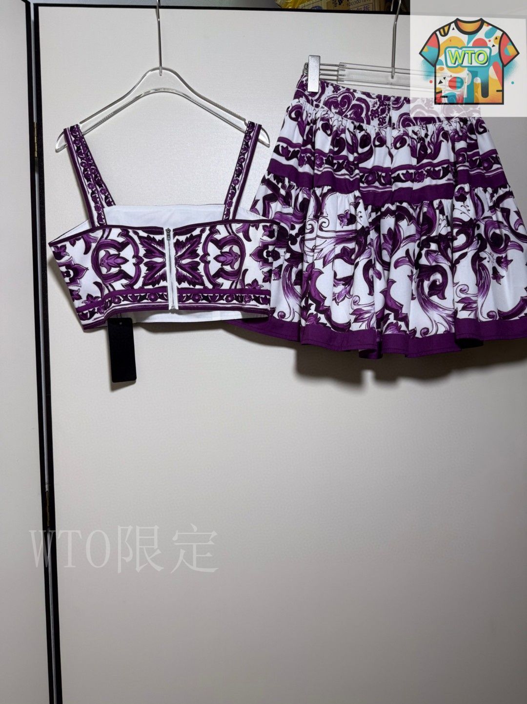 今日WTO】Dolce&Gabbana Purple Majolica Print Two-Piece Set