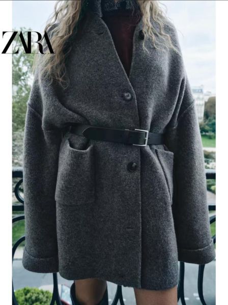 ZARA ニットコートパッチポケット