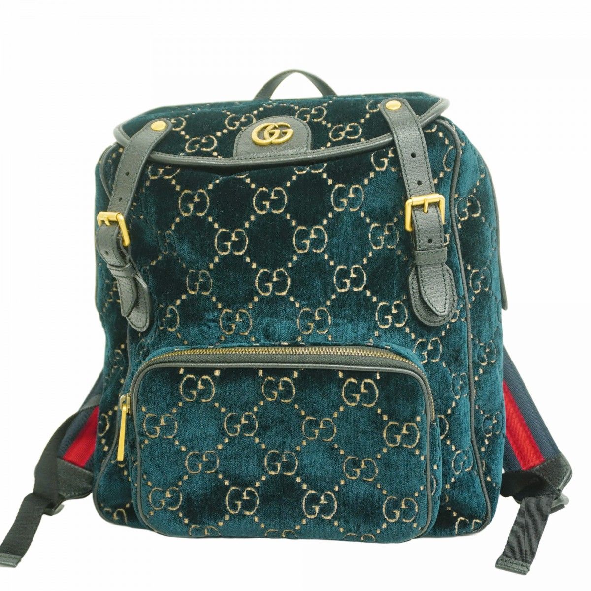 5dc4508 グッチ リュック デイパック GGベルベット 574942 ベルベット グリーン ゴールド金具 メンズ