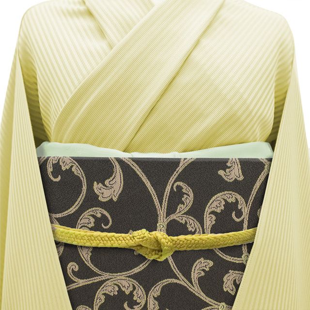 西陣織 九寸名古屋帯 新品未使用品 金糸 正絹 Q839 新古品】 名古屋帯 未使用 正絹 九寸 京都 西陣 こげ茶 唐草