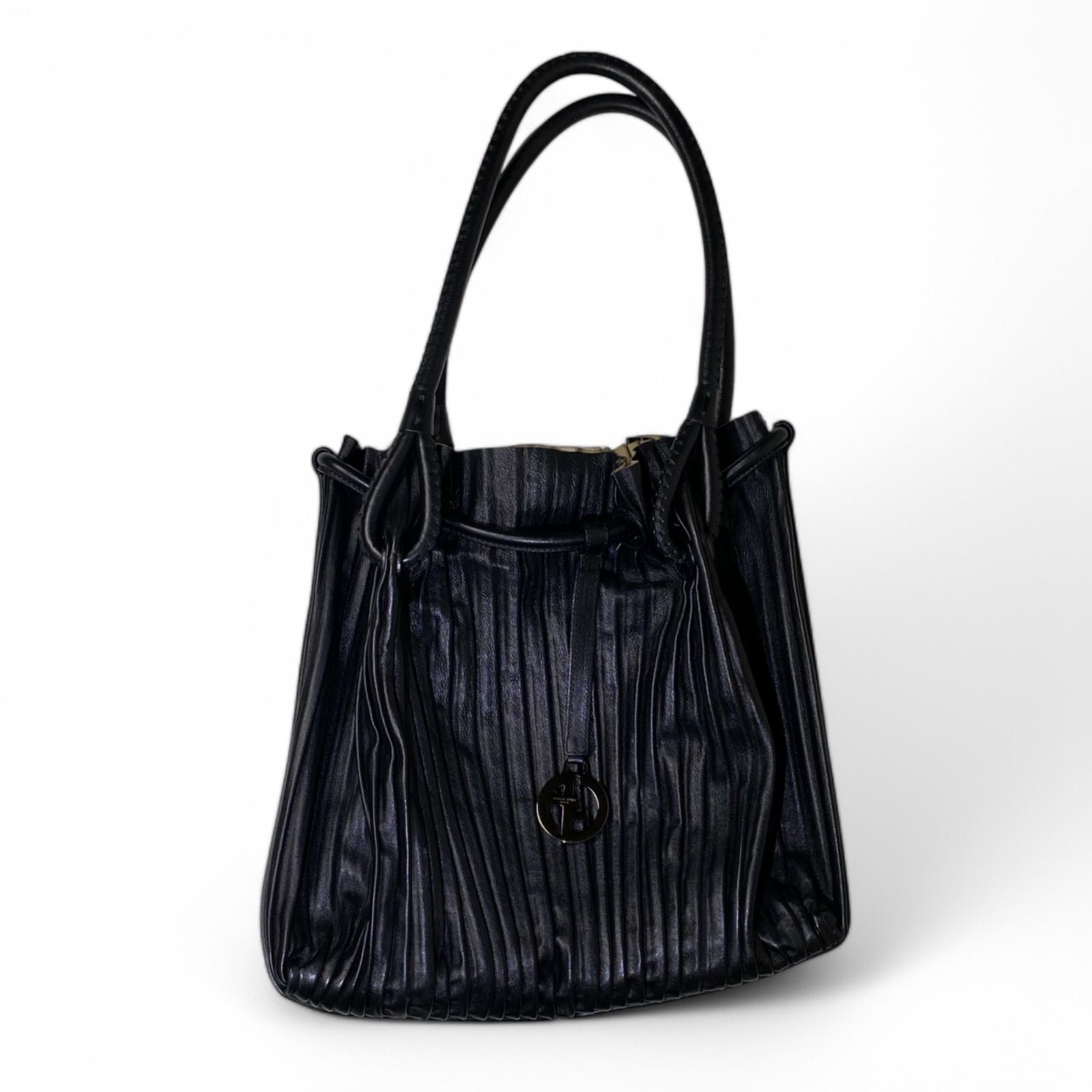 Y2K】GIORGIO ARMANI ジョルジオ アルマーニ レザーアコーディオン 