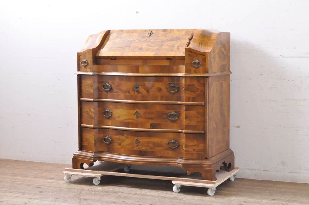 H110K64 イタリア製 象嵌細工 ライティングビューロー 鍵付き イタリア