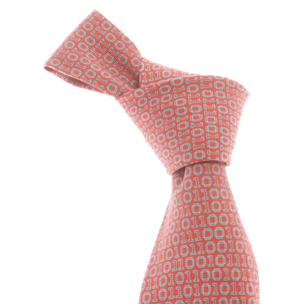 HERMES (エルメス) ナンバリングデザイン シルクネクタイ レッド