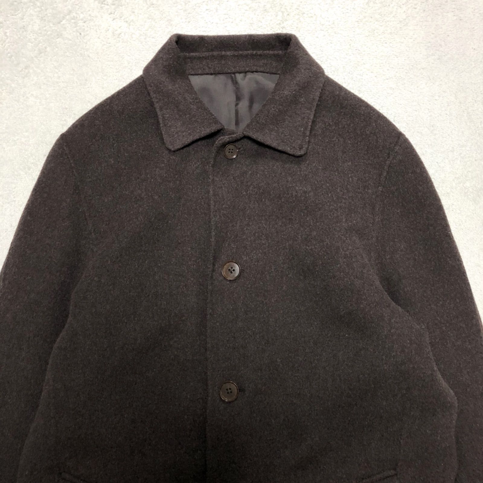 イッセイミヤケ im product カシミヤ混 チェスターコート ブラウン イッセイミヤケ プリーツ コートジャケットダークブラウンL