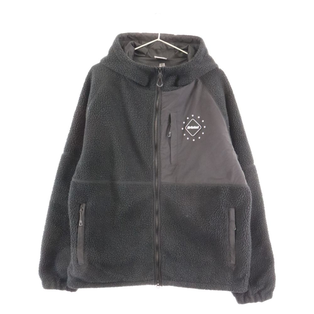 F.C.R.B (エフシーアールビー) 22AW BOA FLEECE BIG LOGO HOODED BLOUSON ボアフリース ビッグ ロゴ  フーデッド ブルゾン パーカー ブラック FCRB-222044 - メルカリ