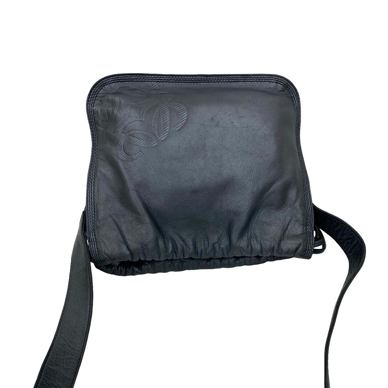 美品 LOEWE 袋付 ヴィンテージ アナグラム ナッパレザー ショルダーバッグ LOEWE/ロエベ】パンチング アナグラム ナッパレザー ショルダー
