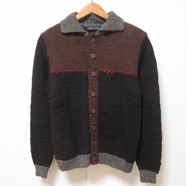 robertocollina コットンニットカーディガン 46 wnc ロベルトコリーナ ROBERTOCOLLINA カーディガン ニット 46 黒 茶