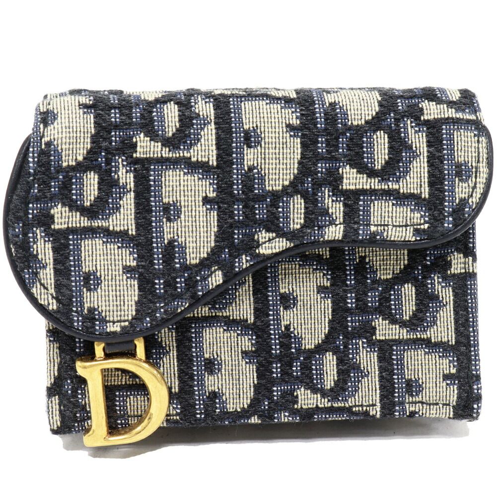 美品【ディオール】オブリーク コンパクト財布 ３つ折り財布 ディオール 三つ折り財布(小銭入れあり) オブリーク サドル