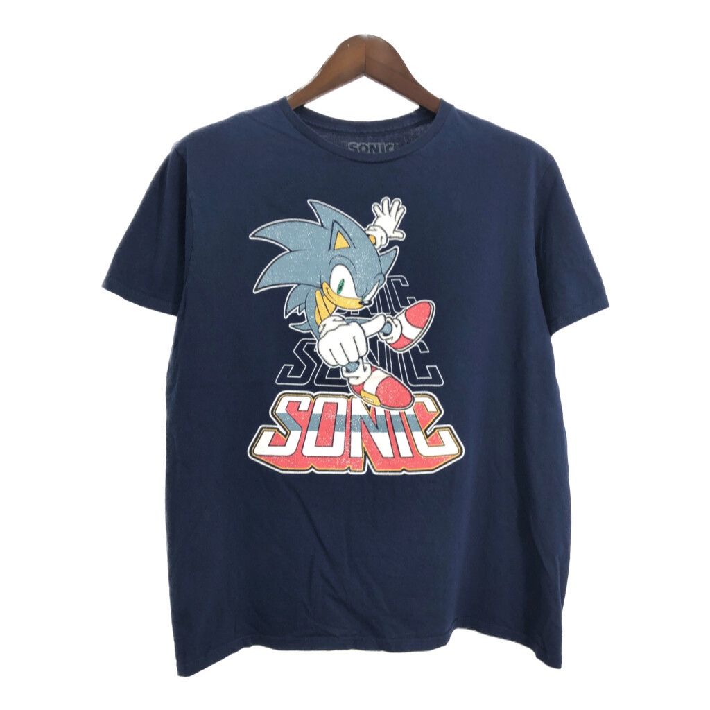 SONIC ソニック Ｔシャツ ゲーム キャラクター ネイビー(メンズ L) 古着 U0998