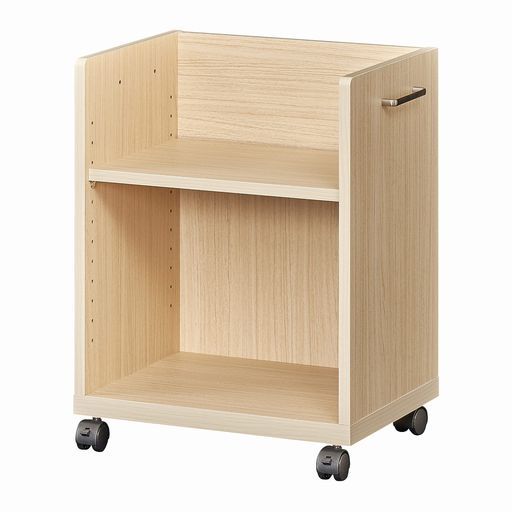 白井産業デスクサイドに便利サイドワゴンラックキャスター付きデスク下収納A4ファイルボックス対応背面化粧木製ナチュラルブラウン幅45高さ59.2奥行34.3cmONA-6045Pオフィスコ2NA