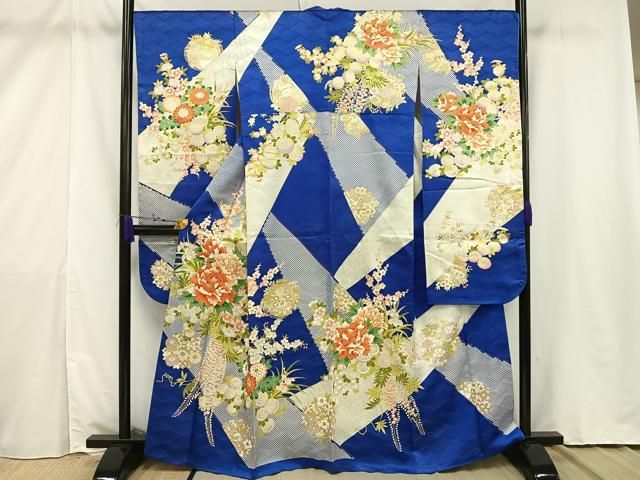 平和屋-こころ店□豪華振袖 駒刺繍 草花文 金彩 正絹 逸品 AAAL4975Abw