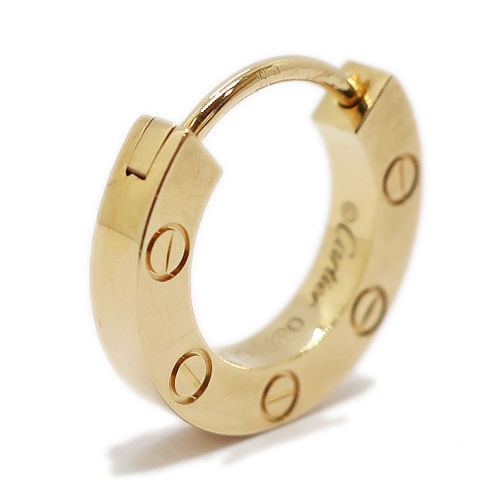 天白】カルティエ Love シングル イヤリング 750YG ピアス