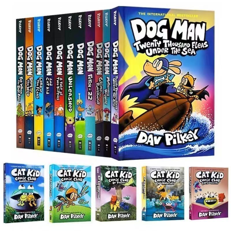Dog Man 英語学習コミックセット 全17冊ハードカバー版 マイヤペン対応×爆笑ストーリー 英語多読入門に最適 ネイティブ音声付き 特典付き