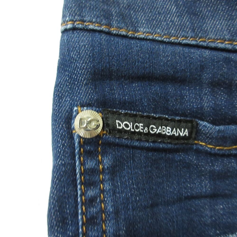 Dolce & Gabbana スキニーデニム 濃紺 美品 DOLCE & GABBANA ドルチェ＆ガッバーナ レザーパッチ