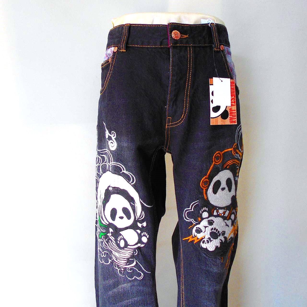 パンディエスタ 刺繍デニムパンツ 風神雷神 34 36 インチ Denim
