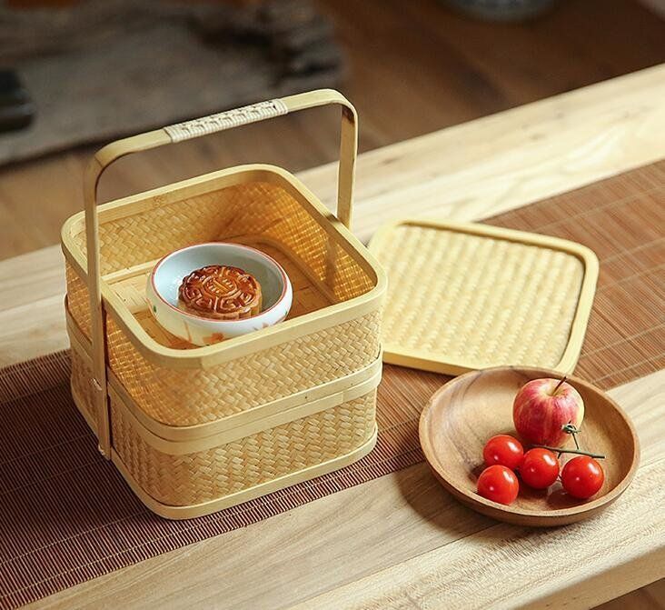 茶道具 提籃籠 二階 収納する 工芸品 竹細工 手作り IMPECCABLEHEALTHCARESERVICES_COM