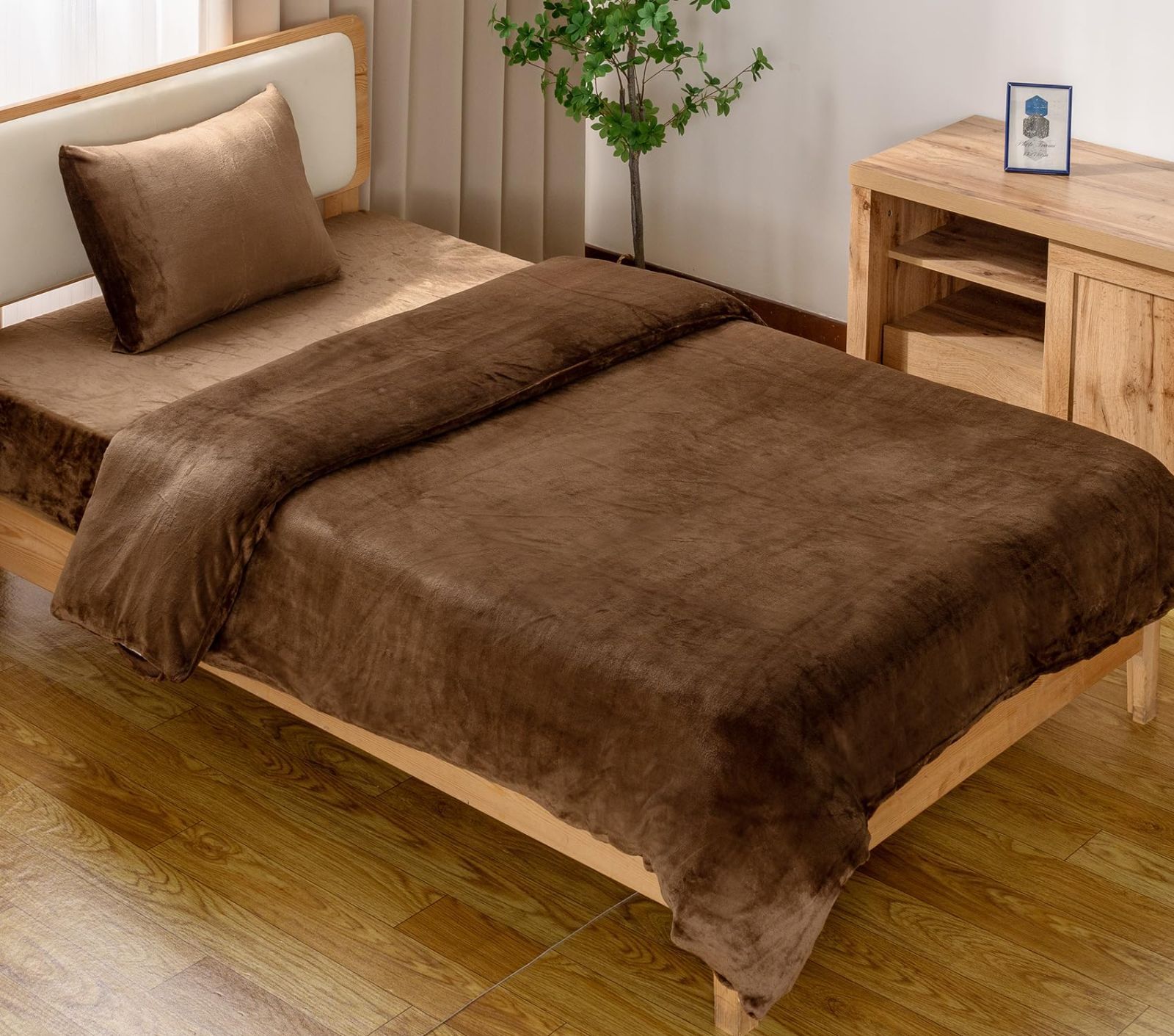 木製ブラウンベッド　カバー付き AZRA 寝具カバーセット 布団カバーセット 寝具カバー 布団カバー 3点