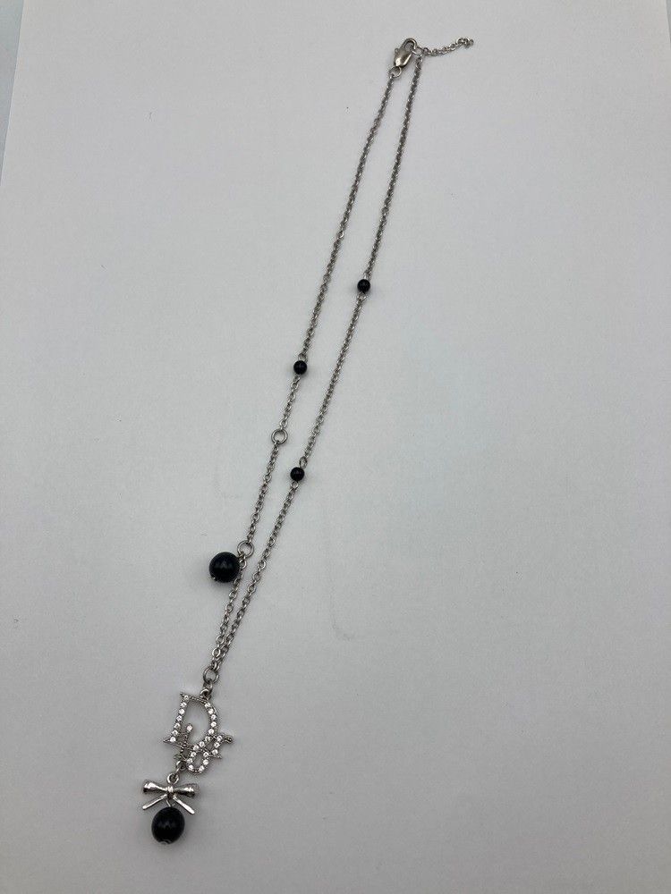Christian Dior クリスチャンディオール リボン ロゴ ネックレス