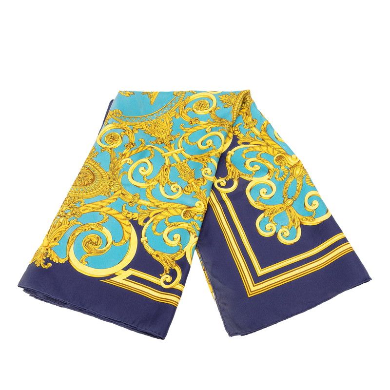 エルメス カレ90 LES TUILERIES チュイルリー公園 ネイビー ゴールド マルチカラー シルク レディース HERMES 1-0235441