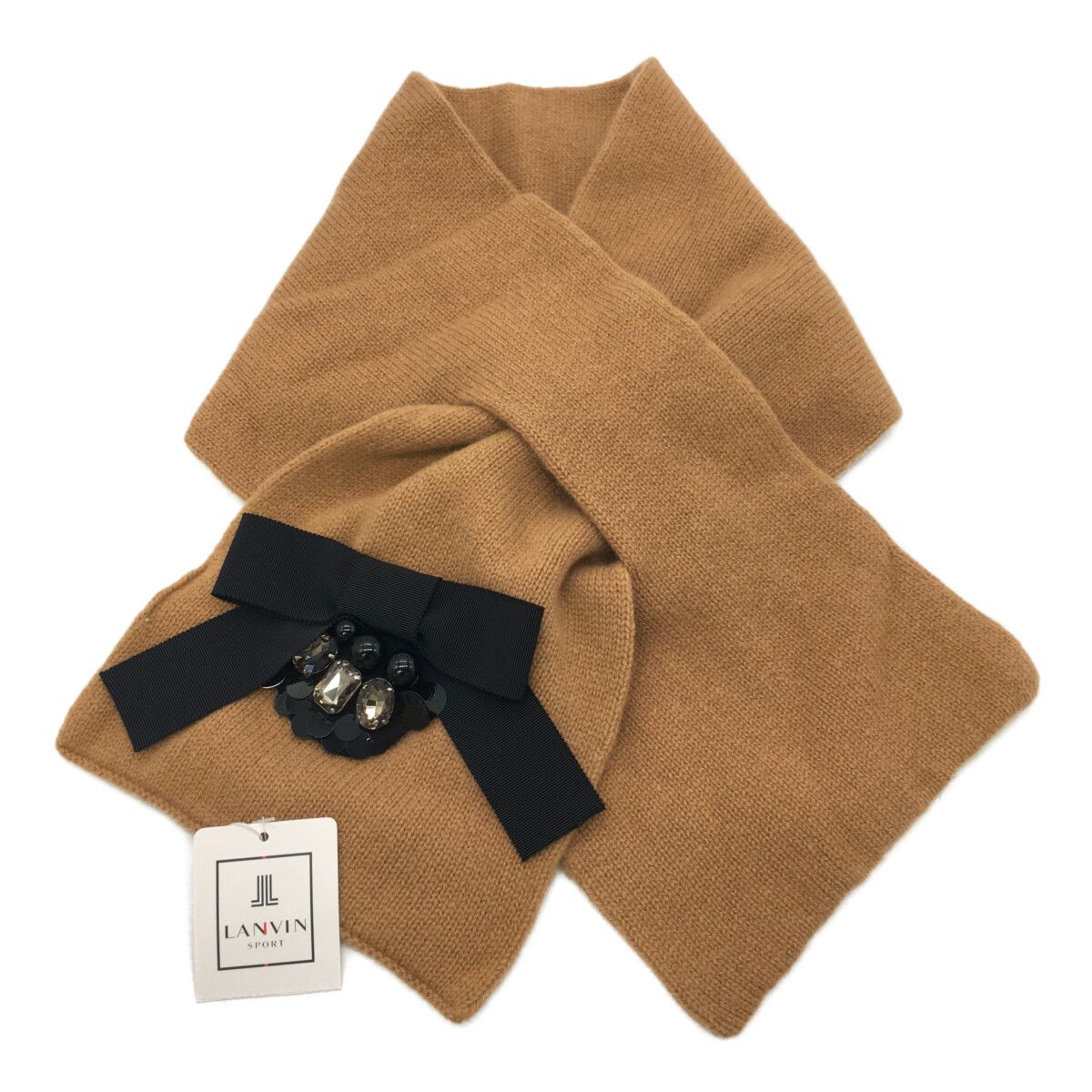 LANVIN - coco 未使用品 ランバンスポール LANVIN SPORT マフラー フリー ベージュ ビジュー付きコンパクトマフラー 未使用品 ランバンスポール LANVIN SPORT マフラー フリー