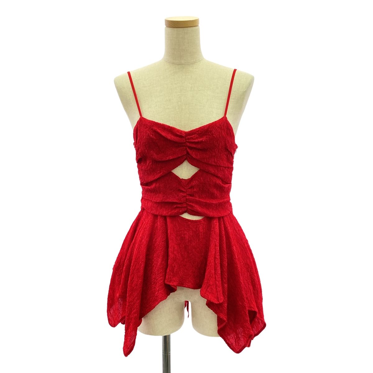FETICO | フェティコ | Botanical Jacquard Cutout Cami Top | ジャガード キャミトップ | 2 | RED | レディース