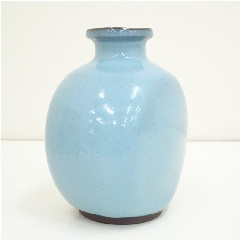 木村盛伸先生作品　鈞青釉　扁壷 京焼 木村盛伸造 鈞青釉扁壷（共箱） 酒器 おしゃれ お