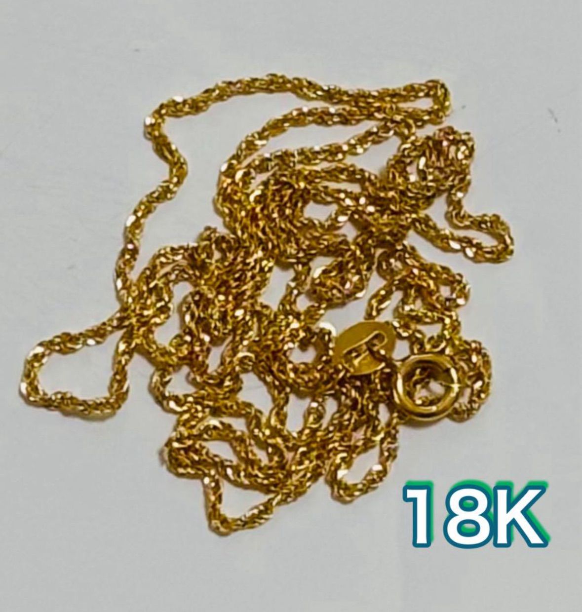 18K ロープ チェーン ネックレス 18k AU750 18金 45㎝ 18K ロープ 