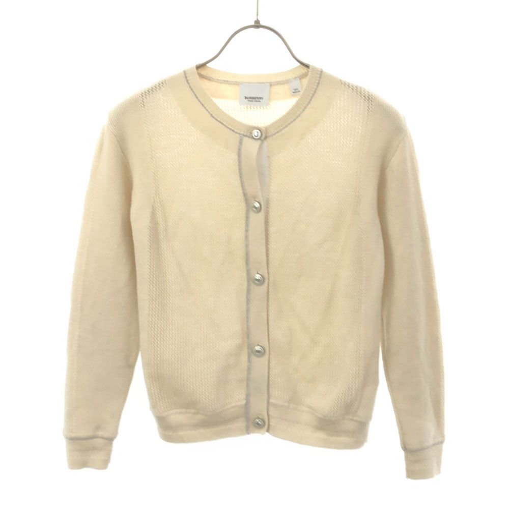 バーバリーロンドンイングランド カシミヤ100% 長袖 ニットカーディガン 140 アイボリー BURBERRY LONDON ENGLAND キッズ