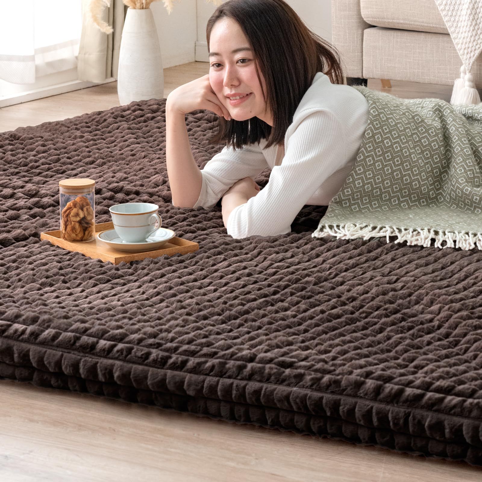 タンスのゲン ラグ 2畳 185×185cm 厚60mm|洗えるカバーリング 新素材エアロゲルα 断熱 吸湿 発熱 高反発ラグ 厚手 抗菌 防臭 防ダニ ラグマット 滑り止め カーペット 北欧 おしゃれ 80100126 97300
