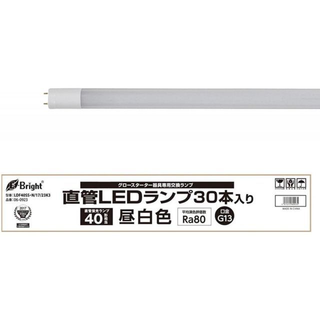 オーム電機 直管LEDランプ 40形相当 G13 昼光色 グロースタータ器具 片側給電 30本入 LDF40SS D 17 23K3 06-0924 OHM