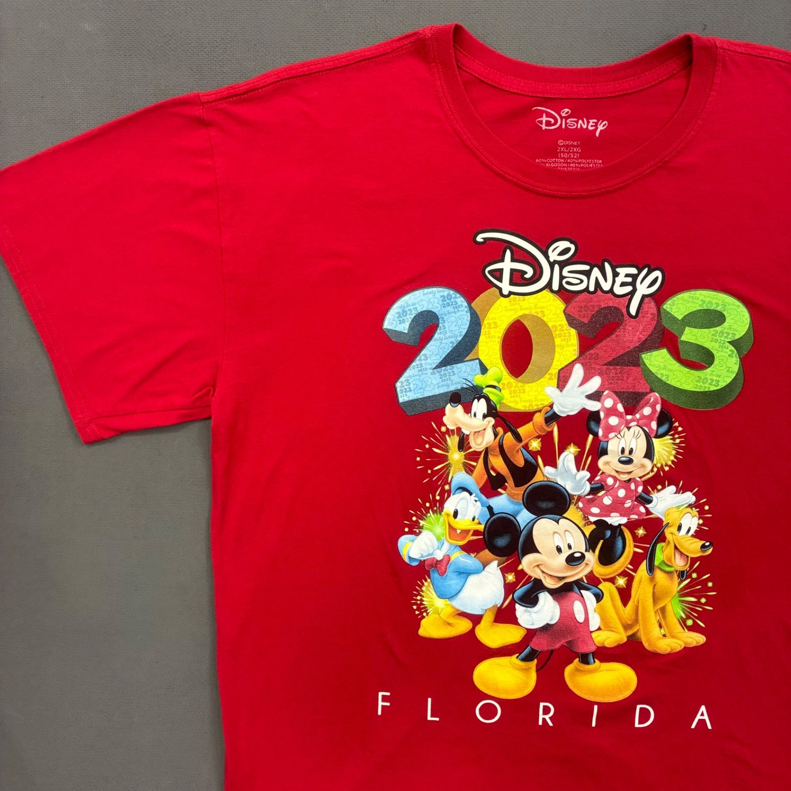 公式❗️ディズニー 2023 フロリダ Tシャツ 赤 黒 ブラック